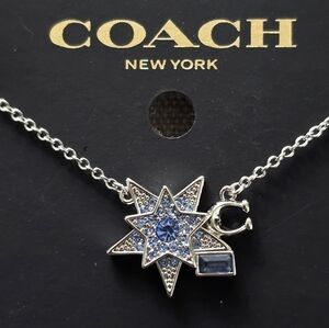 Coach Silver Necklace with Blue Star Pendant
